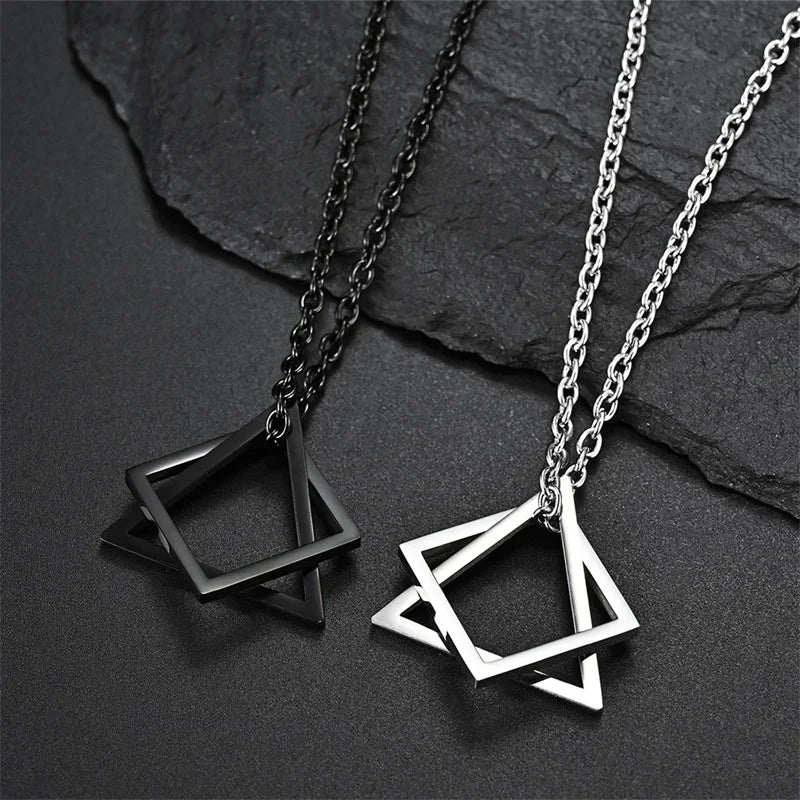 Findiest Silver Geometric Irregular Necklace, unisex design, polished silver.