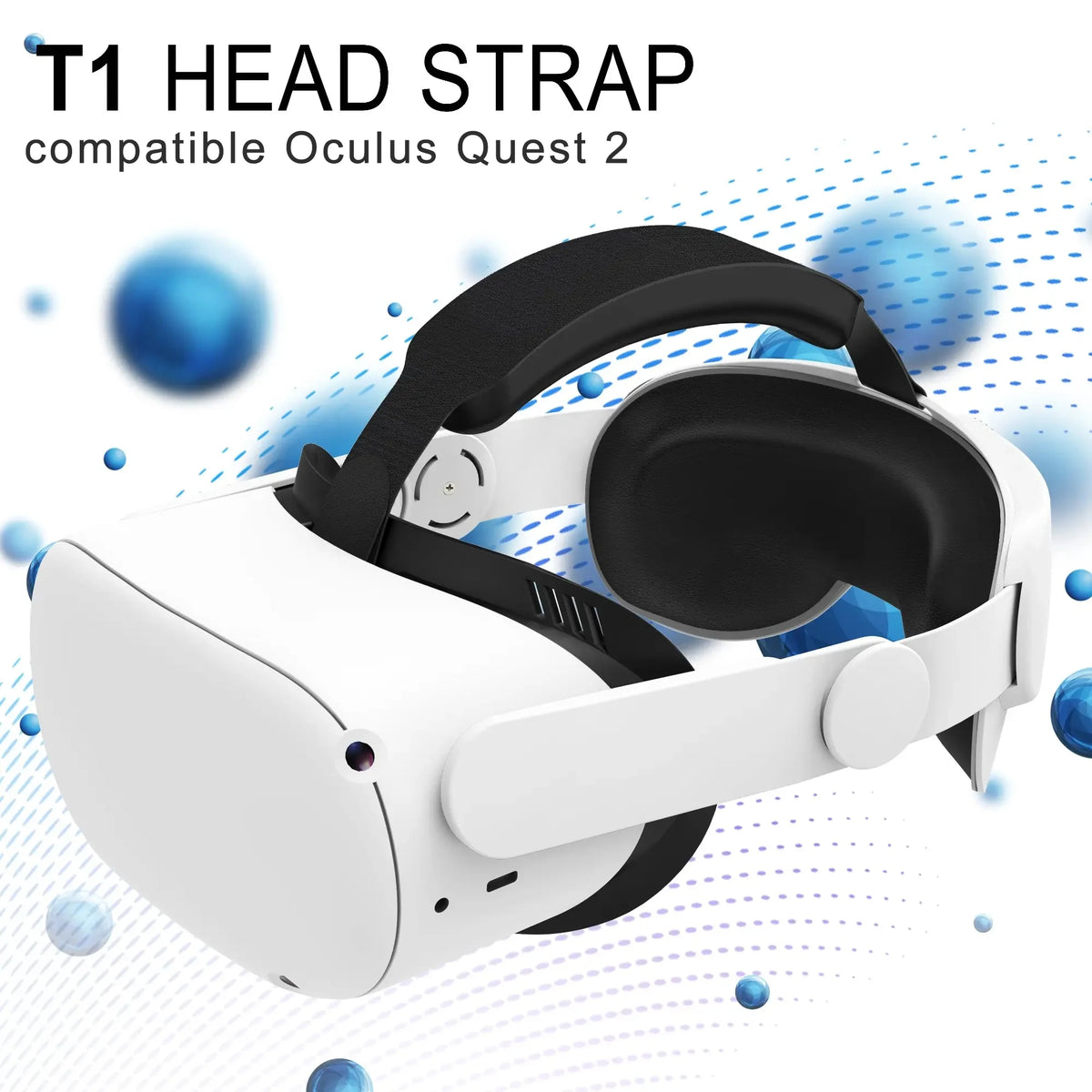 Person wearing the Meta Quest 2 VR headset with the Comfort Head Strap, white, showing the improved fit and comfort