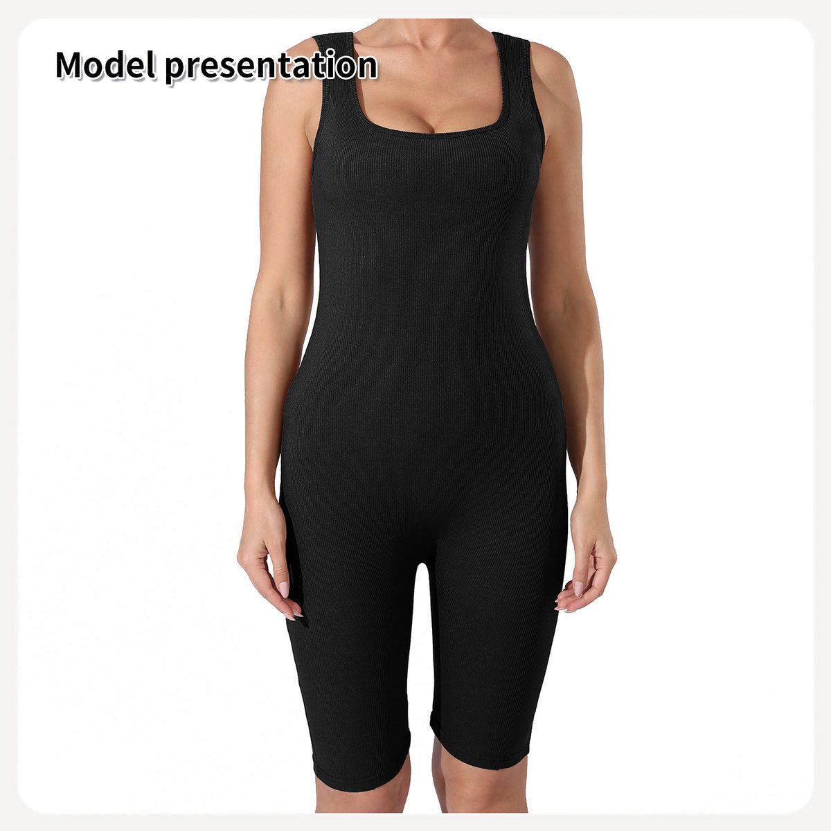 Woman wearing women's fashion simple color bodysuit shapewear, black, under a dress, showing a smooth silhouette
