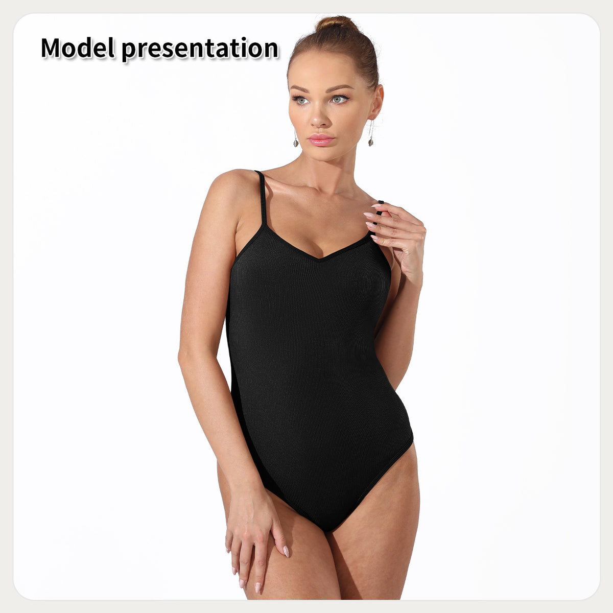Women's fashion simple color bodysuit, pink, back view, showing the design and fit